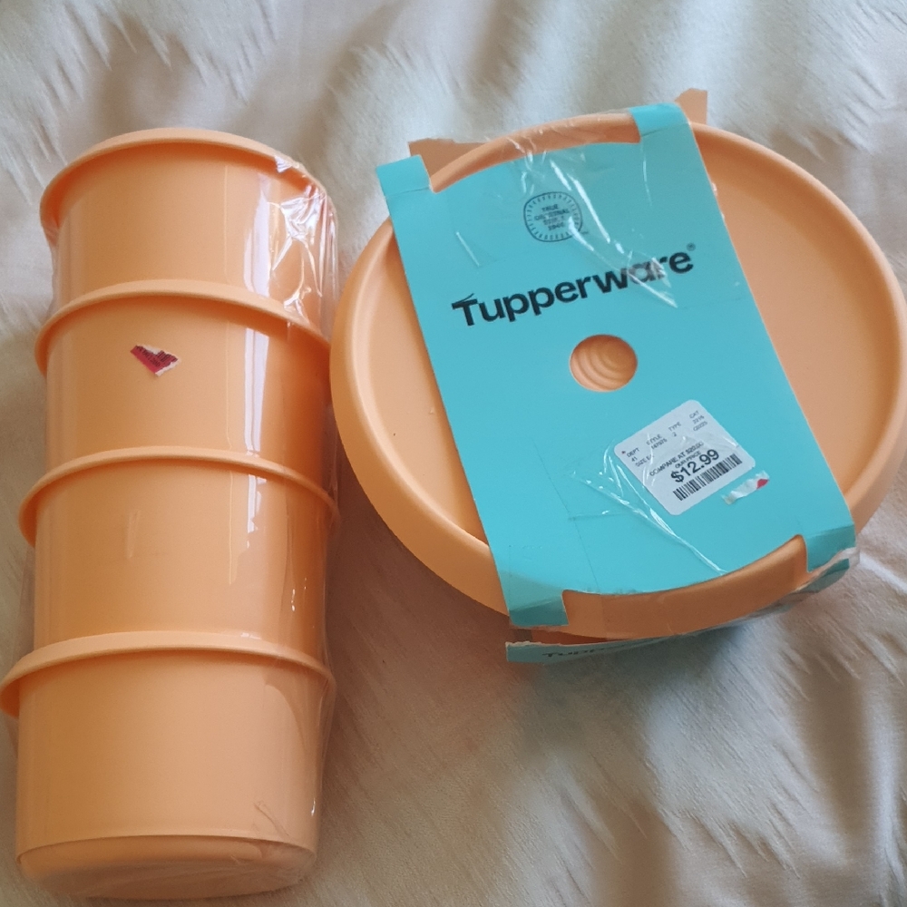 6 New Tupperware Peach Container Set